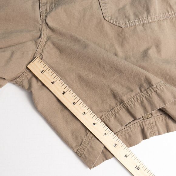 Eddie Bauer Blakely Fit 7" Shorts Womens 16 Tan Ripstop Cotton Flap Pockets - Picture 6 of 16